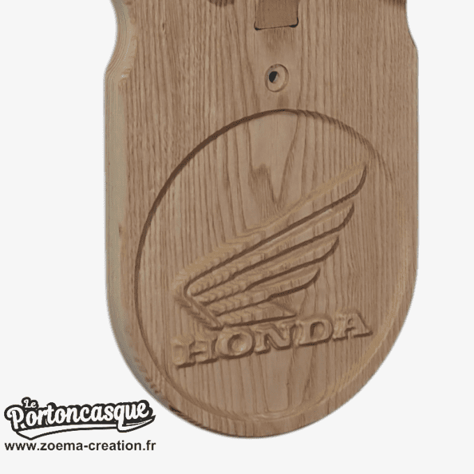 Support casque moto en bois – Modèle Honda