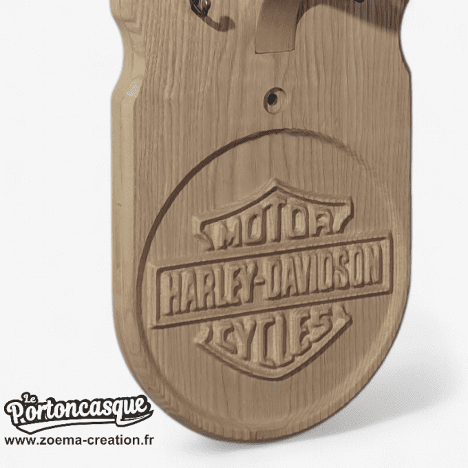 Support casque moto en bois – Modèle HARLEY DAVIDSON