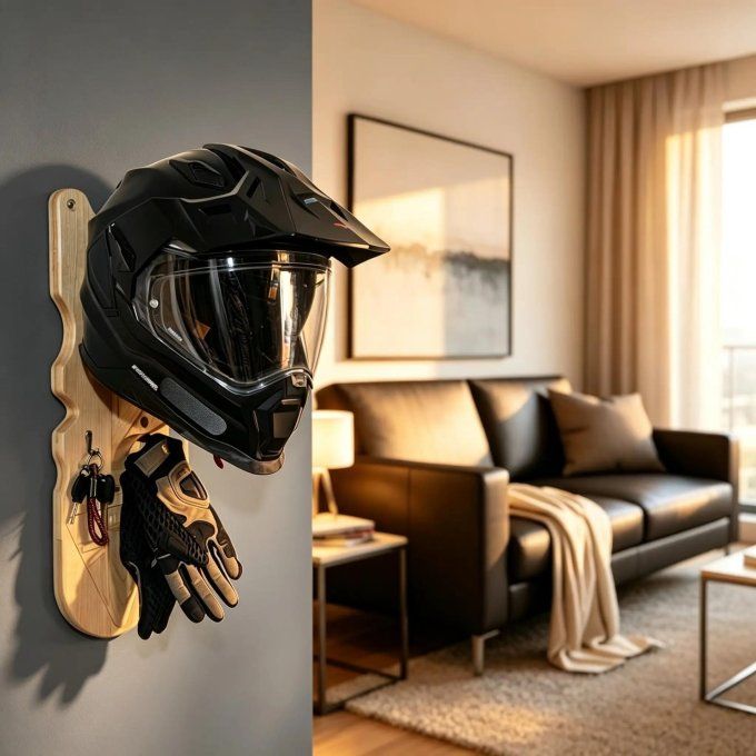support casque decoration salon