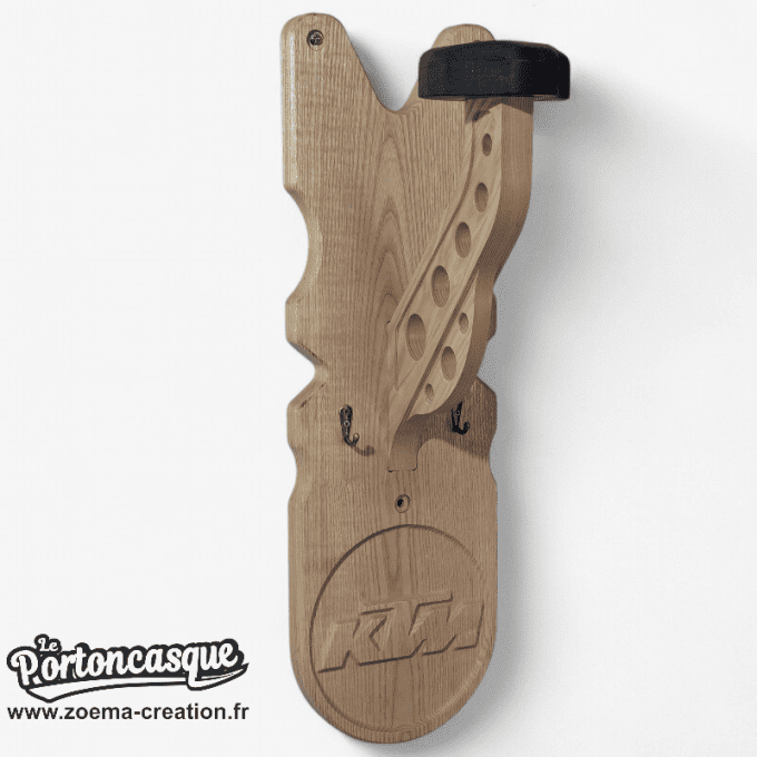 Support casque moto en bois – Modèle KTM