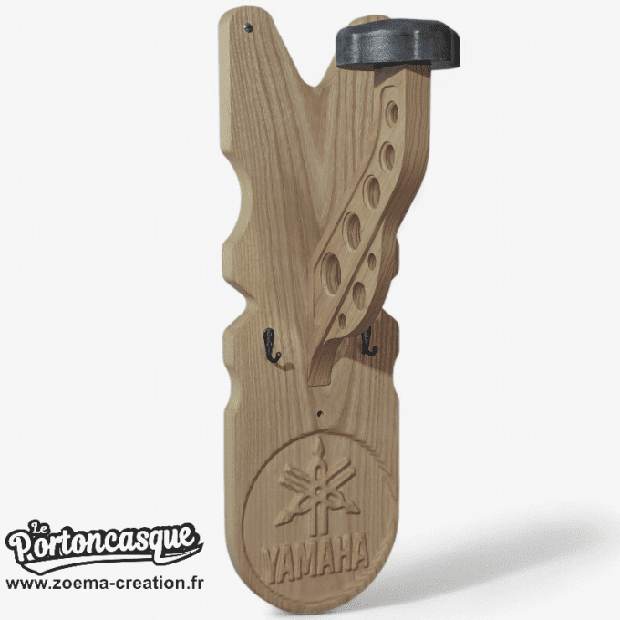 Support casque moto en bois – Modèle YAMAHA