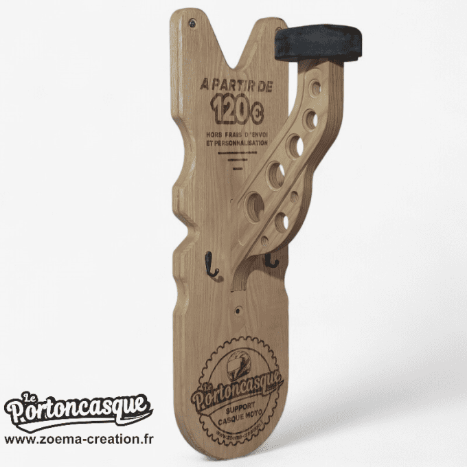 Support casque moto en bois – Modèle Honda